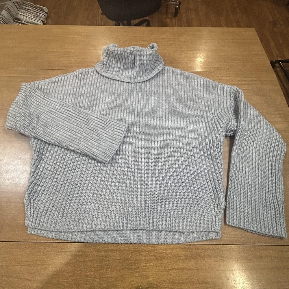 Abercrombie & Fitch Sweater Womens Small Gray Chunky Knit‎ Turtleneck Pullover